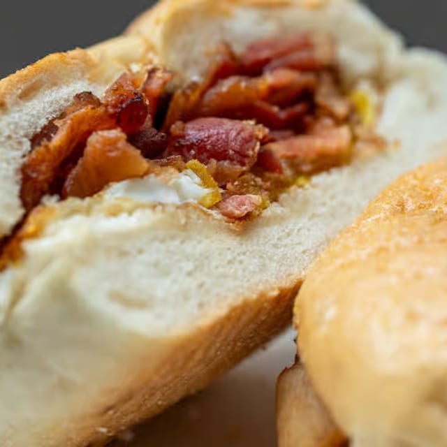 Ham, Bacon or Sausage with Egg Sandwich.